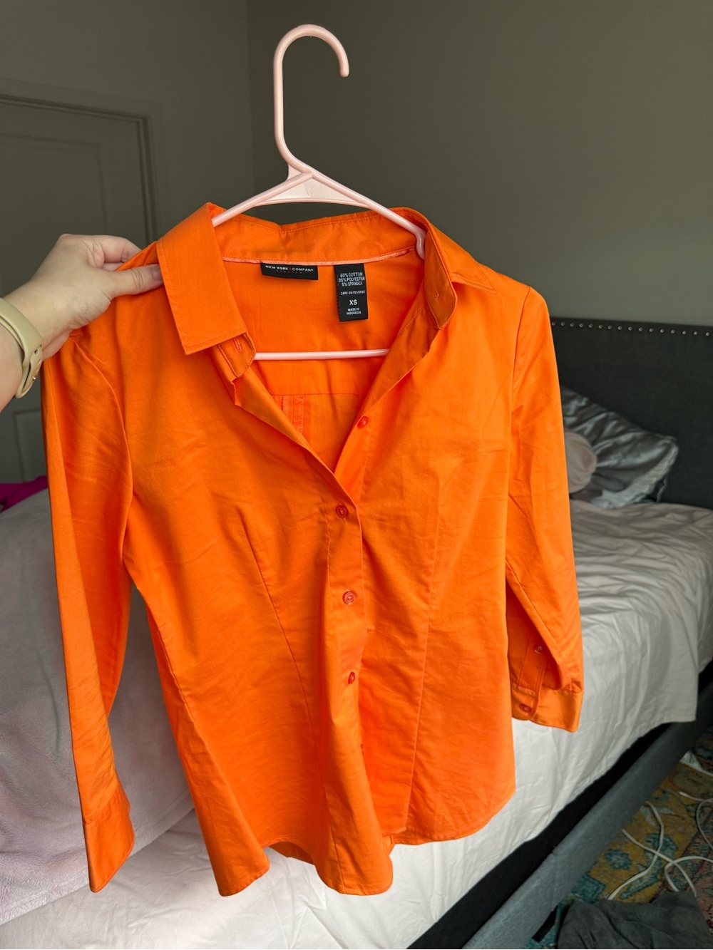 New York & company Orange Button-Up